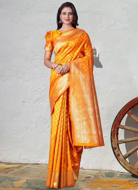 Yellow Colour Exclusive Stylish Festive Wear Silk Self Designer Saree Collection 1031